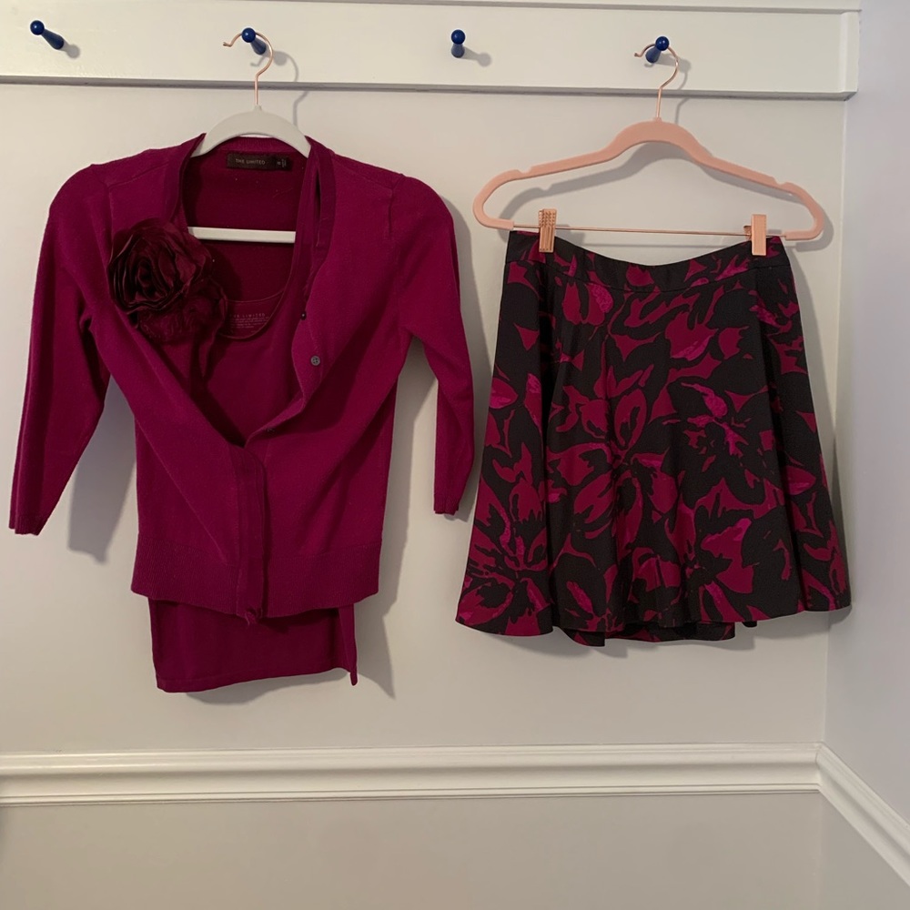 The limited skirt size 0, sweater (xs) and matching cami (s)